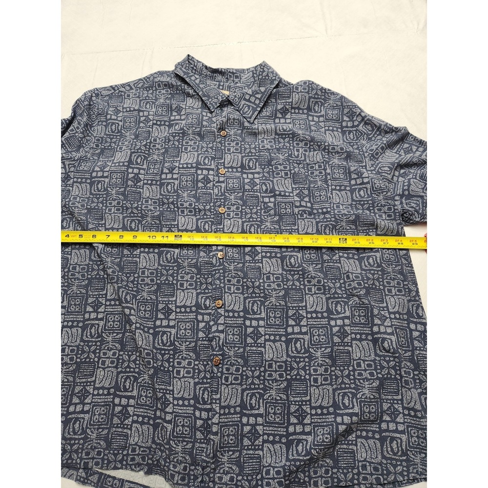Island Passport Shirt‎ Mens 3XL Blue Gray Hawaiian Aloha Camp Rayon Button Front - Picture 6 of 11